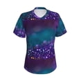thumbnail image 2 of Uemuo Purple and Green Glitter Printed Women's Classic V-Neck T-Shirt - Soft, Breathable, Moisture-Wicking, Perfect for Casual, Office, Travel, and Everyday Wear-Small, 2 of 5