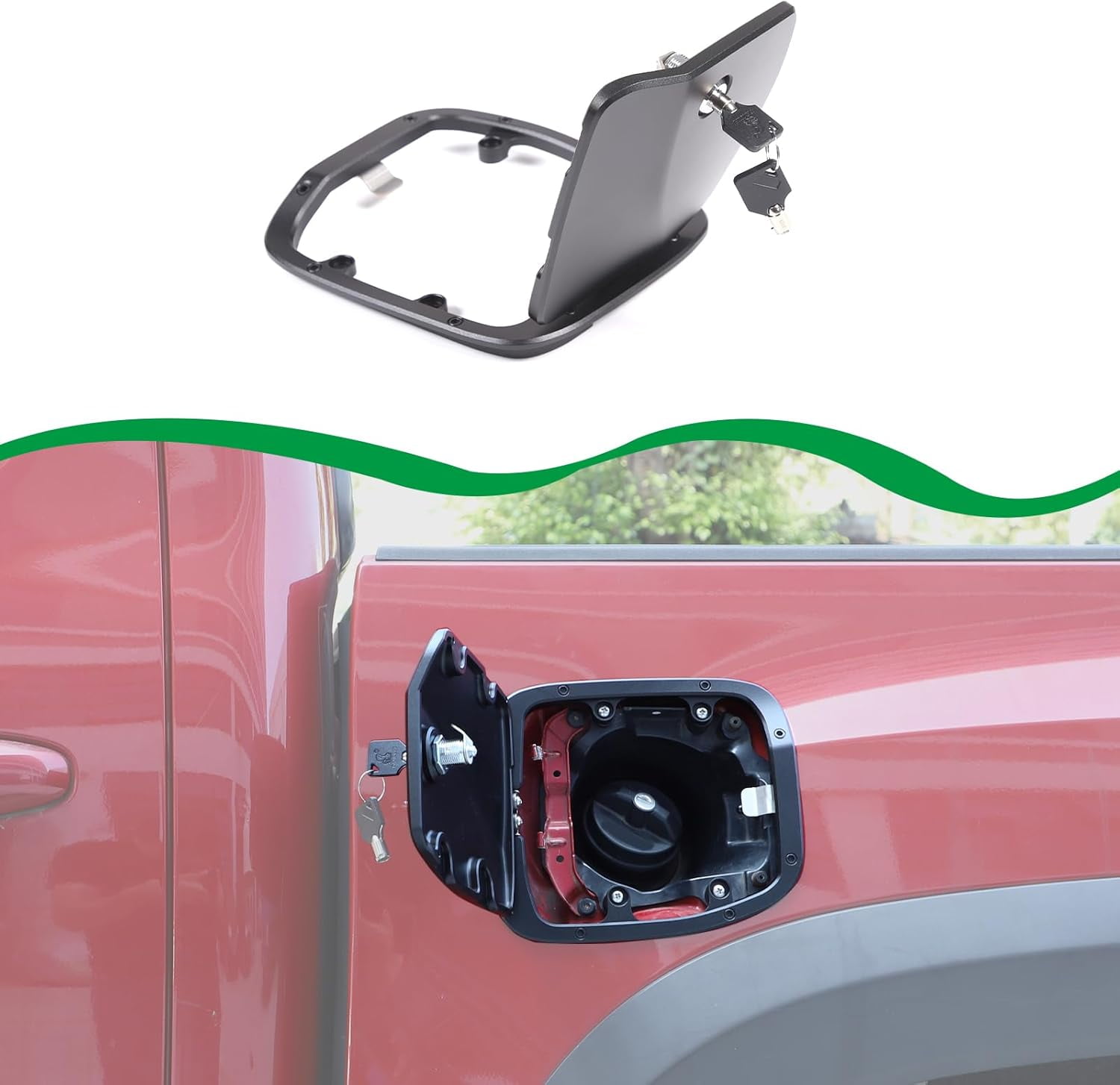 TINKI Fuel Tank Cap Replacement Anti-theft Lock Cap Compatible with Toyota Tacoma 2016-2022 Car Fuel Tank Gas Filling Cap Decoration, Gas Tank Door Cap with Lock accessories