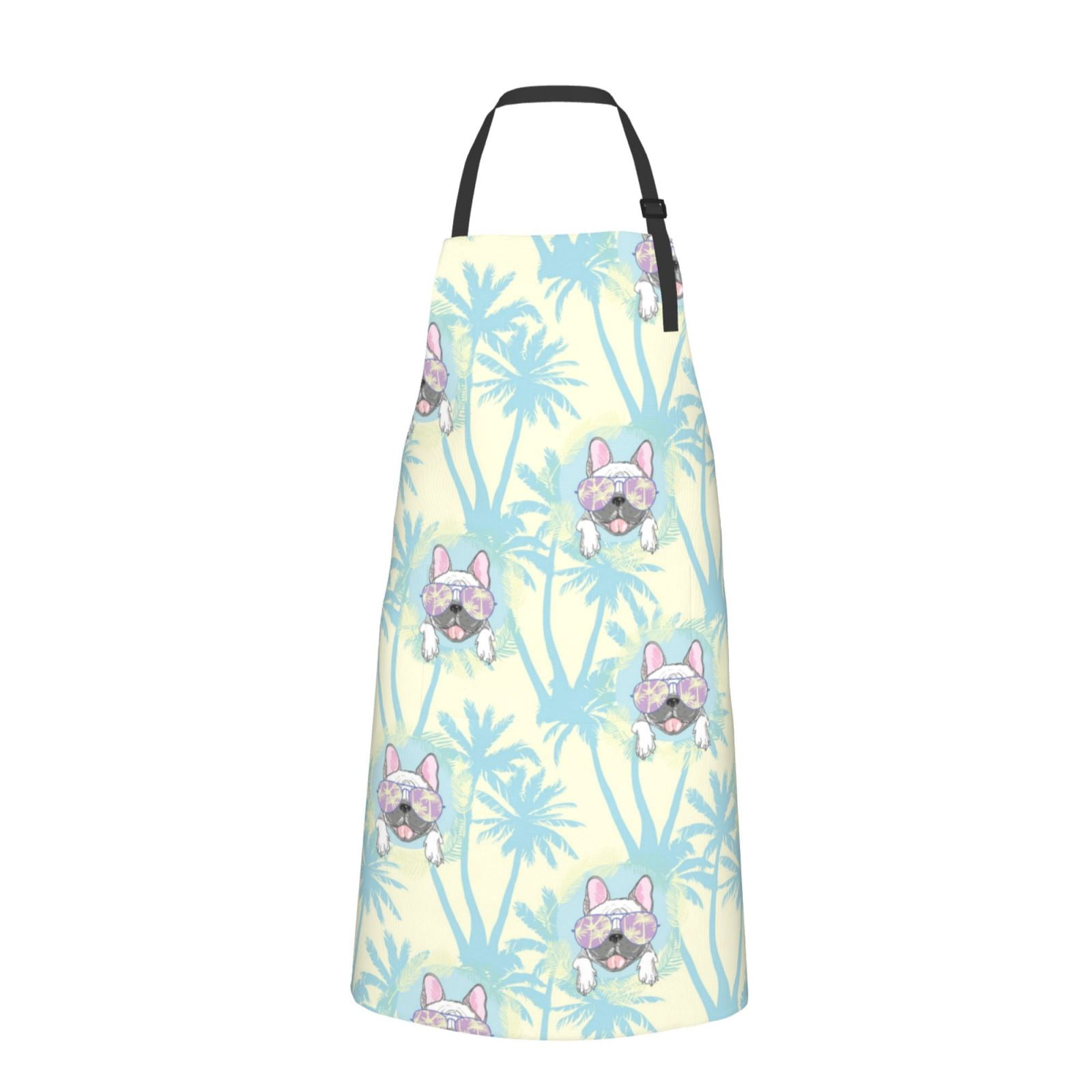 Vsdgher French Bulldog 3 Waterproof Apron with 2 Pockets Kitchen Chef Aprons Bibs for Grooming Cooking Baking Painting Gardening