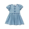 thumbnail image 5 of Wonder Nation Toddler Girls Denim Dress with Bubble Sleeves, Sizes 12M-5T, 5 of 7