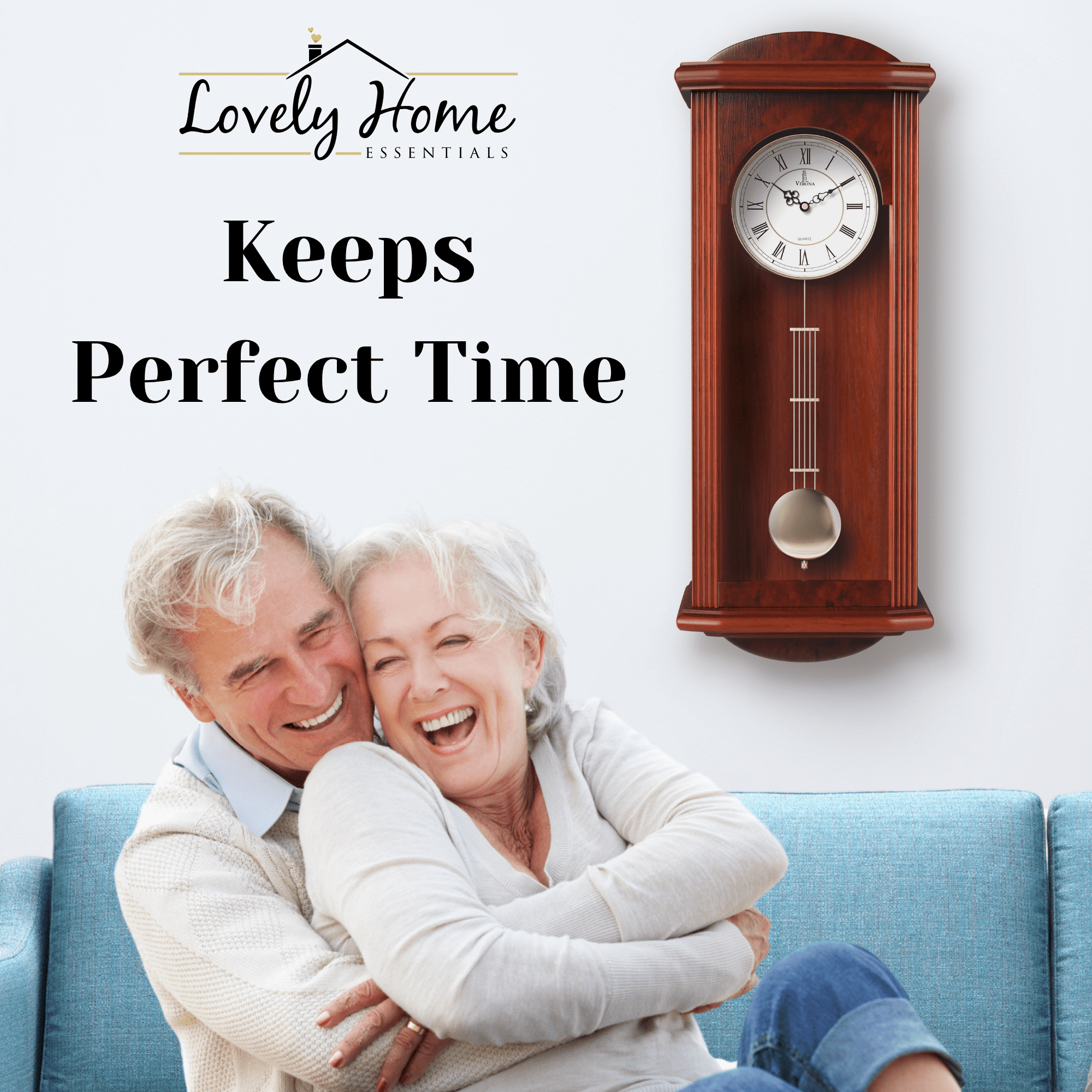 Pendulum Wall Clock, Silent Decorative Wood Clock with Swinging Pendulum, Battery Operated, Large Red Wooden Design, for Living Room, Kitchen, Office & Home Décor, 26.75 x 11.5 inches