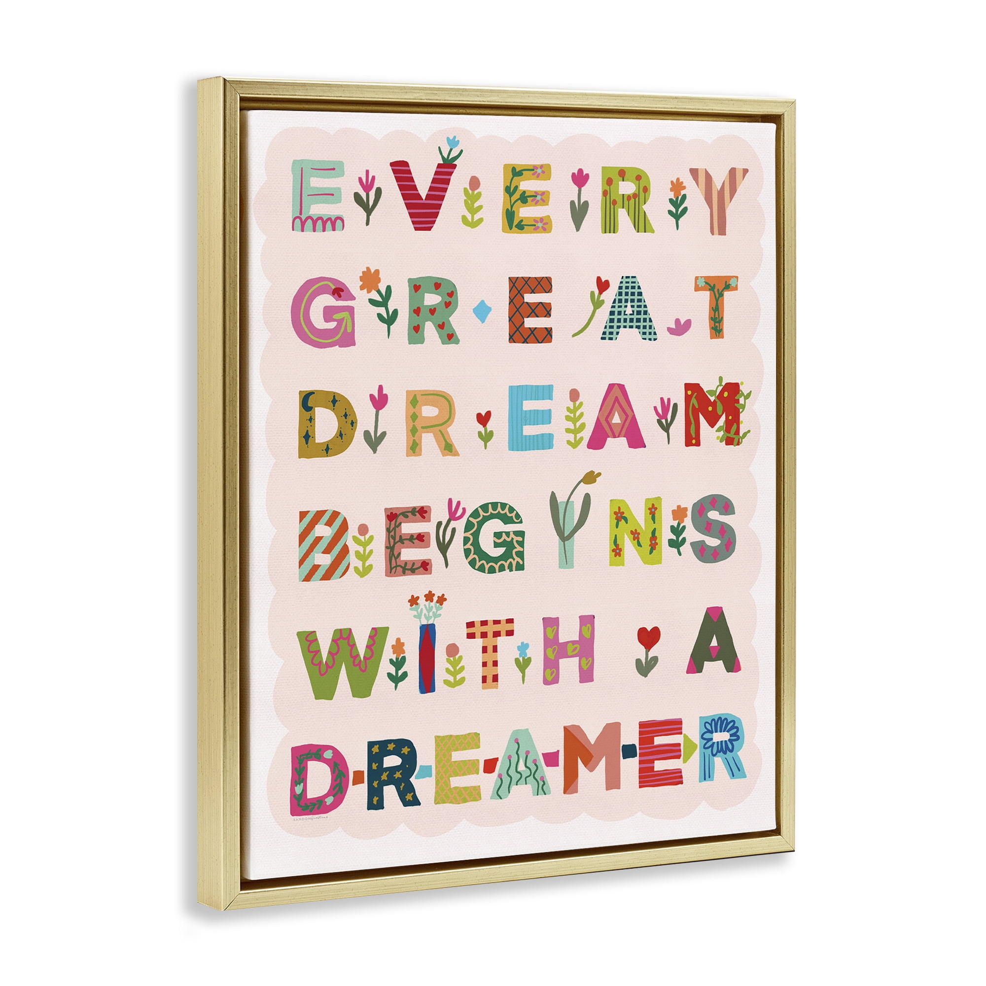 Stupell Industries Every Great Dream Gold Framed Floater Canvas Wall Art, design by Kamdon Kreations