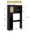 thumbnail image 2 of 6Tier Over The Toilet Storage Cabinet, Freestanding Above Toilet Space Saver Rack w/Adjustable Shelves, Sliding Door, Multifunctional Over Toilet Organizer for Bathroom (Black), 2 of 8