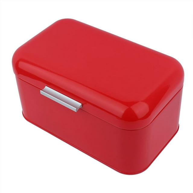 Boîte à Pain Rétro, 30x20x16cm Grande Capacité Boîte de Rangement en Métal pour Cuisine (Rouge)