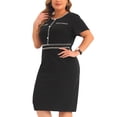 thumbnail image 2 of DARING DIVA Women's Plus Size Button Crew Neck Bodycon Pencil Dress 4X Black, 2 of 6