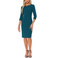 thumbnail image 2 of INSPIRE CHIC Women's Vintage Dress 3/4 Sleeve Wear-to-Work Sheath Dresses Lake Blue S, 2 of 6