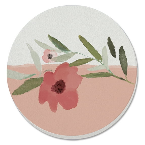 Thirstystone "Pink Flower" Single Round Absorbent Stone Coaster