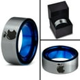 thumbnail image 4 of Tungsten Sweet Apple Bitten Band Ring 8mm Men Women Comfort Fit Blue Flat Cut Brushed Gray Polished, 4 of 4