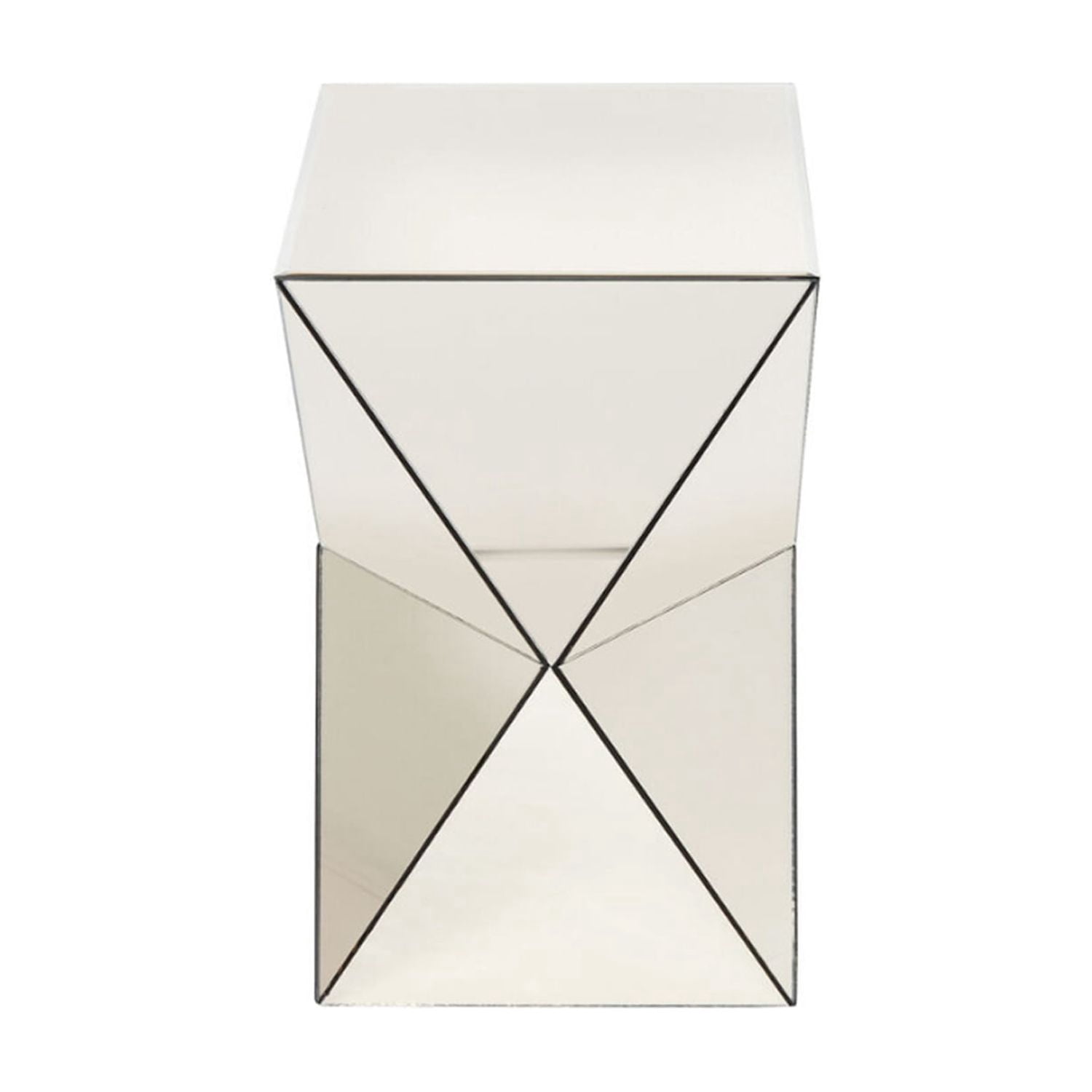 AISWORD Mirrored Side Table,Luxury Geometric End Table,200 lb Capacity,12.6"W x 12.6"D x 21.06"H,Living Room & Bedroom,Champagne
