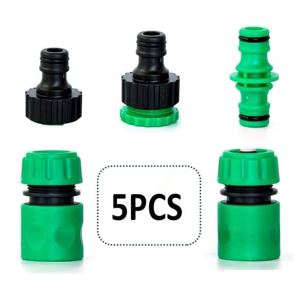 JAMCORAX 5 Pcs Garden Hose Quick Connect Fittings, Plastic Water Hose Quick Connect Male and Female Water Hose End Adapters(Green)