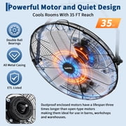 20 Inch Wall Mount Fan, 4800 CFM 3 Speeds High Velocity Industrial Fan with 360° Tilt Head, IP44 Waterproof Heavy-Duty Aluminum Blades for Workshop, Warehouse, Greenhouse, Commercial