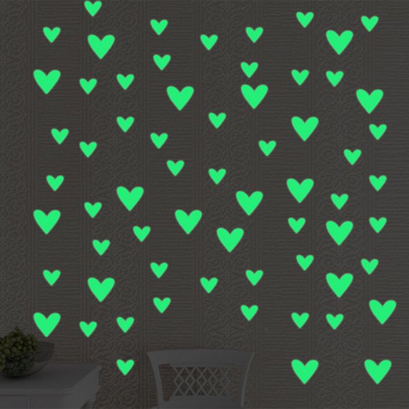 Fluorescent DIY Heart Shape Wall Stickers Bedroom Living Room Wall Decals - Yellow-green