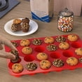 thumbnail image 4 of Red 24 Cups Cupcake Mold,2 Pcs Non-Stick Muffin Pan,Silicone Baking Molds,Round Egg Bite Molds,Small Cake Tray,Dishwasher Safe,for Making Custard, Chocolate, Tart, Bread By HXRH, 4 of 7