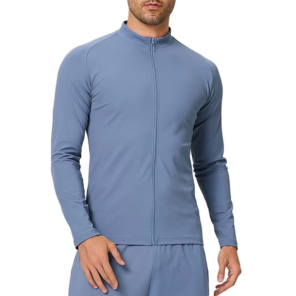 StSilkitty Mens Athletic Jacket Full Zip Long Sleeve Mock Neck Jacket Lightweight Breathable Running Hiking Fishing Coat