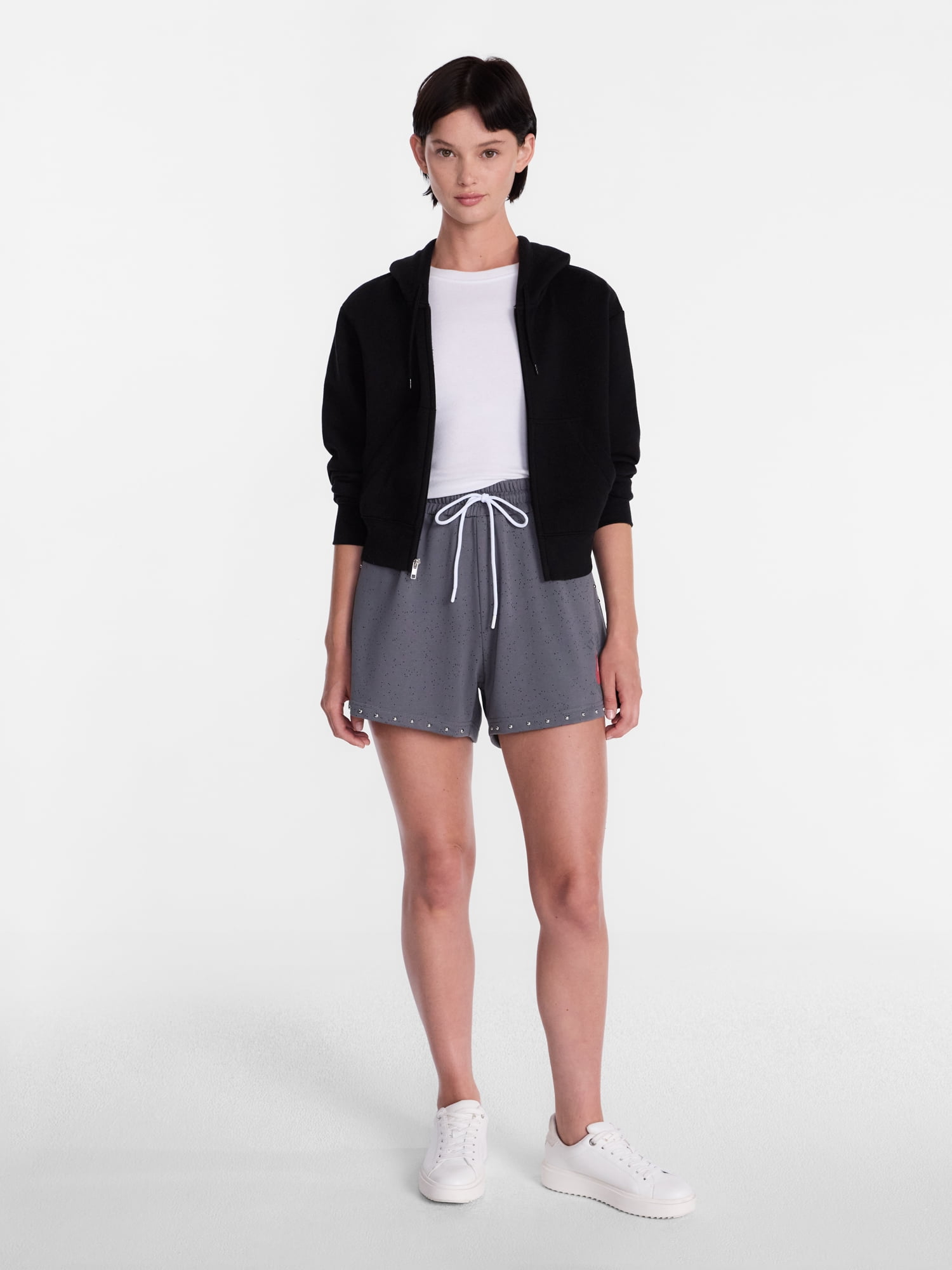 Rolling Stones Women's French Terry Studded Confetti Graphic Shorts, Sizes XXS-XXL