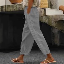 Women's Casual Pants Women High Waist Pants Pants With Pockets Wide Leg Cropped Pants For Women,Gray Women's Casual Pants M