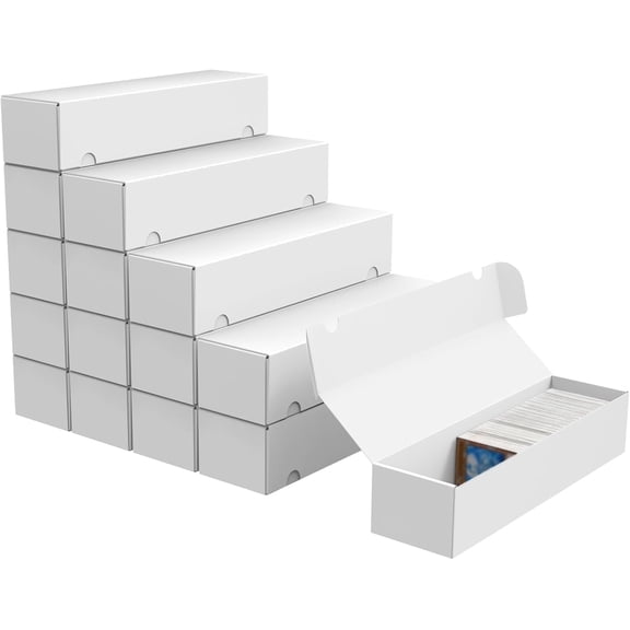 15-Pack 1100 Count, White Corrugated Cardboard Bulk Trading Card Storage Box, for TCG/Magic/Sport Cards