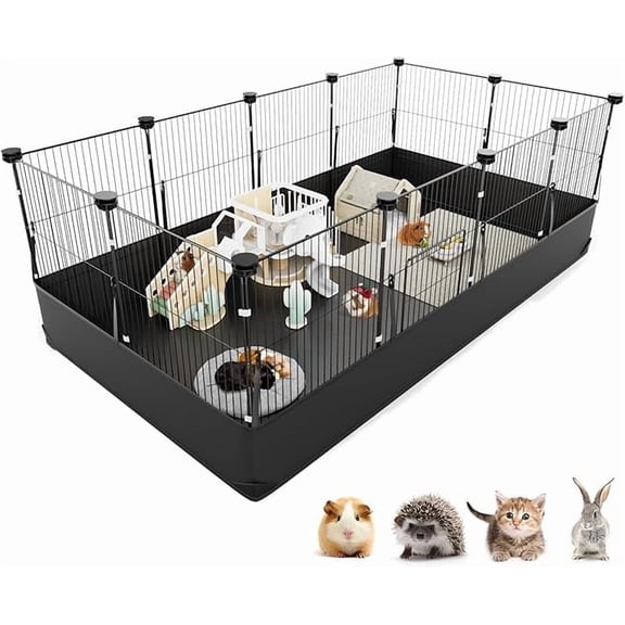 X XBEN 48" Guinea Pig Cages, Small Aniamal PlayPen with 600D Oxford Waterproof Linner, 12 Panels Triple Fixing C&C Cage 48''L X 24''W X 16''H