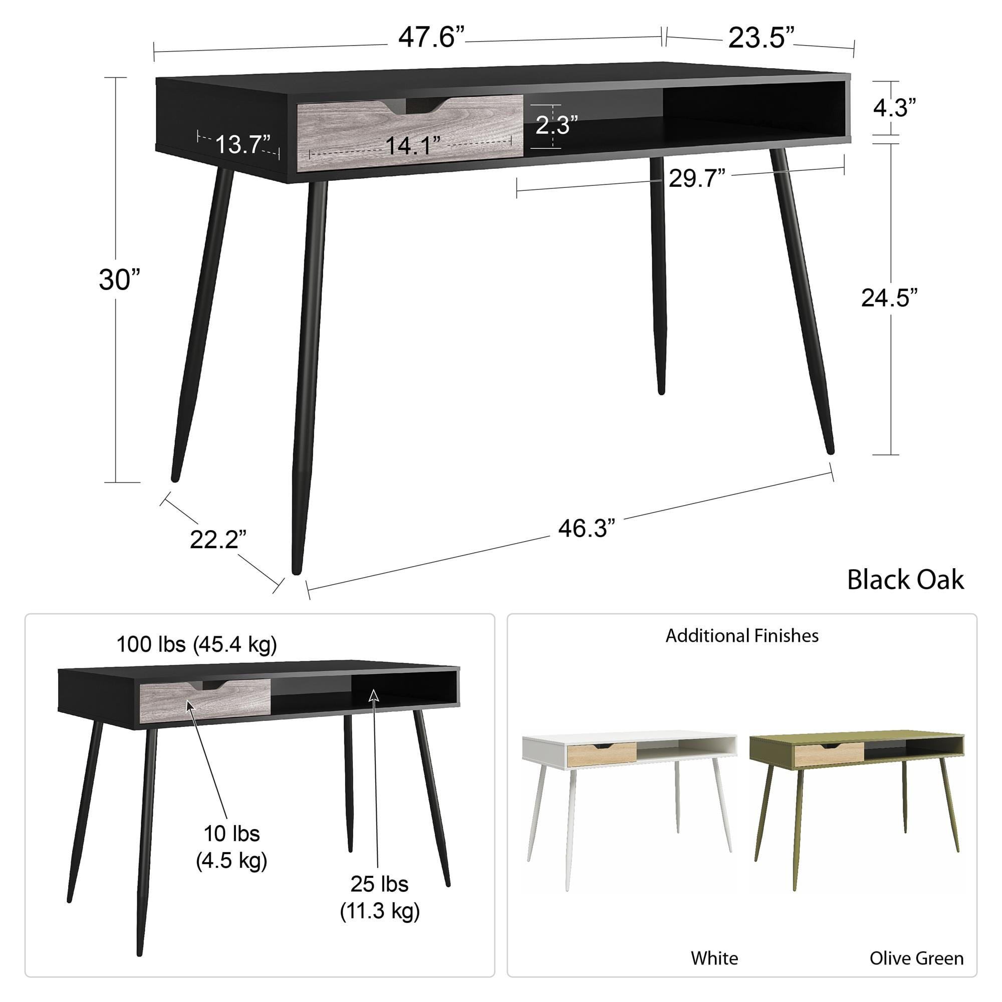 Ameriwood Home Grafton Writing Desk, Olive Green
