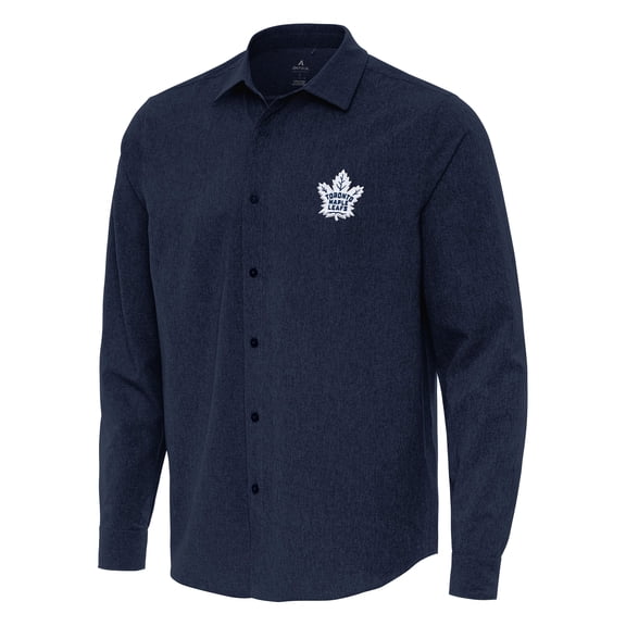 Men's Antigua Navy Toronto Maple Leafs Exposure Woven Long Sleeve Button-Up Shirt