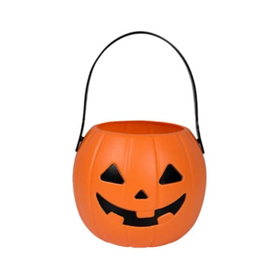Halloween Pumpkin Candy Bucket, Jack O Lantern Trick or Treat Pail with Handle, Halloween Party Candy Storage Basket Decor