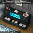 thumbnail image 3 of 10-Drawer White Dresser with Charging Station and LED Lights, 58" Triple Wide TV Stand for TVs up to 65", Large Organizer with Open Cubby, 3 of 5