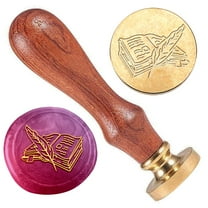 Book Wax Seal Stamp Embossed Stamp Sealing Removable 1" Brass Wax Seal Stamp Head with Wooden Handle Wedding Invitations Envelopes Gift Packing Decoration Craft Adhesive Waxing