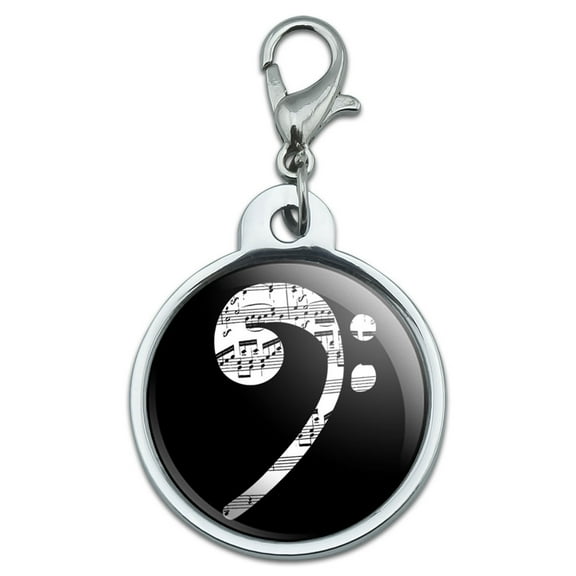 Sheet Music Bass Clef Music Small Metal ID Pet Dog Tag