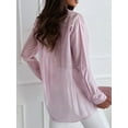 thumbnail image 5 of Women'S Sheer Mesh Button Down Shirt Top Long Sleeve Solid Color Hot Diamond Blouse Pink XL, 5 of 6