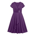 thumbnail image 6 of Idoravan Womens Dresses Casual Plus Size Fashion Women Summer Short Sleeve High Waist Dresses Solid Color, 6 of 6