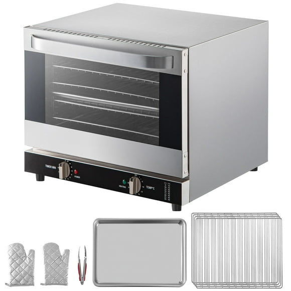 Commercial Convection Oven, Professional Countertop Oven66L/60Qt, Mid-Size Conventional Oven Countertop, 1800W 4-Tier Toaster with Front Glass Door