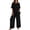 Black, variant on Yuanlook Women's Casual Linen Co-Ord Set, Drop Shoulder Top & Relaxed Wide Leg Pants, S-XXL