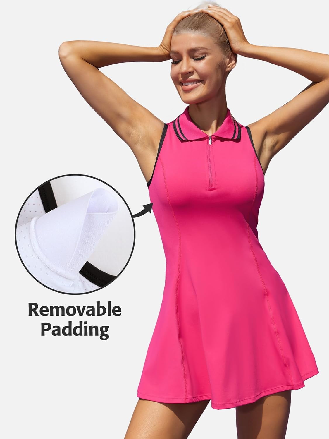 ALove Women Tennis Outfit Sports Dress Golf Exercise Dresses with Shorts and Pockets Polo Collar Zipper Athletic Dresses Tennis Dress