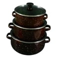 thumbnail image 1 of Lipstore 3 Pieces Enamel Stockpot with Lid Slow Cooker for Restaurant Wedding Kitchen brown, 1 of 8
