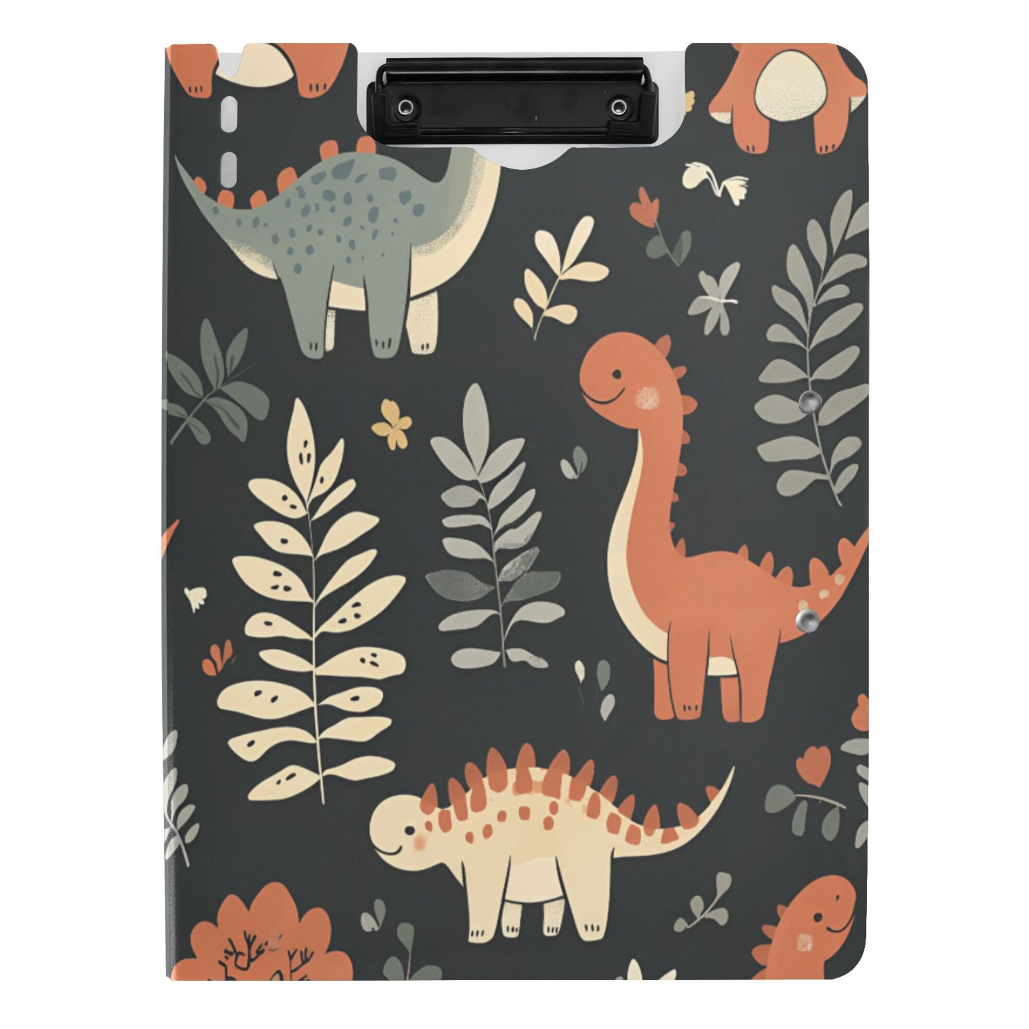 FORMRS A4 Clipboard Folder with Pen Holder Horizontal Foldable School Office Binder, Gray Dinosaur