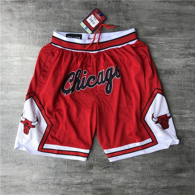 NBA Chicago Bulls Red Shorts bordado Vintage Sports Training Shorts Baloncesto Shorts, XL