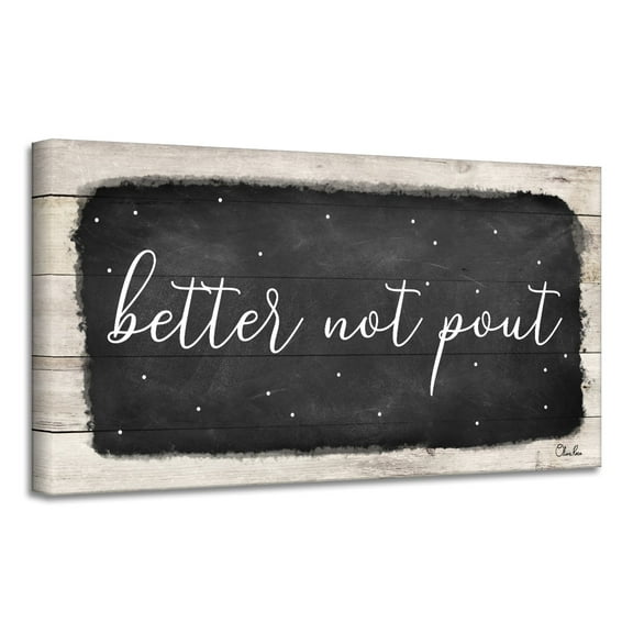 Crafted Creations Brown and Black 'Better Not Pout' Christmas Canvas Wall Art Decor 8" x 16"