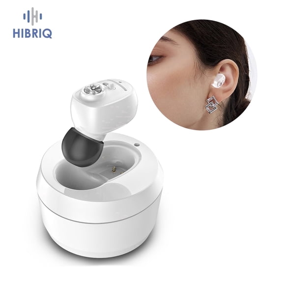 HIBRIQ Digital Rechargeable Hearing Aids with Charging Base, Noise Reduction & Comfort Fit for Seniors HH-1607