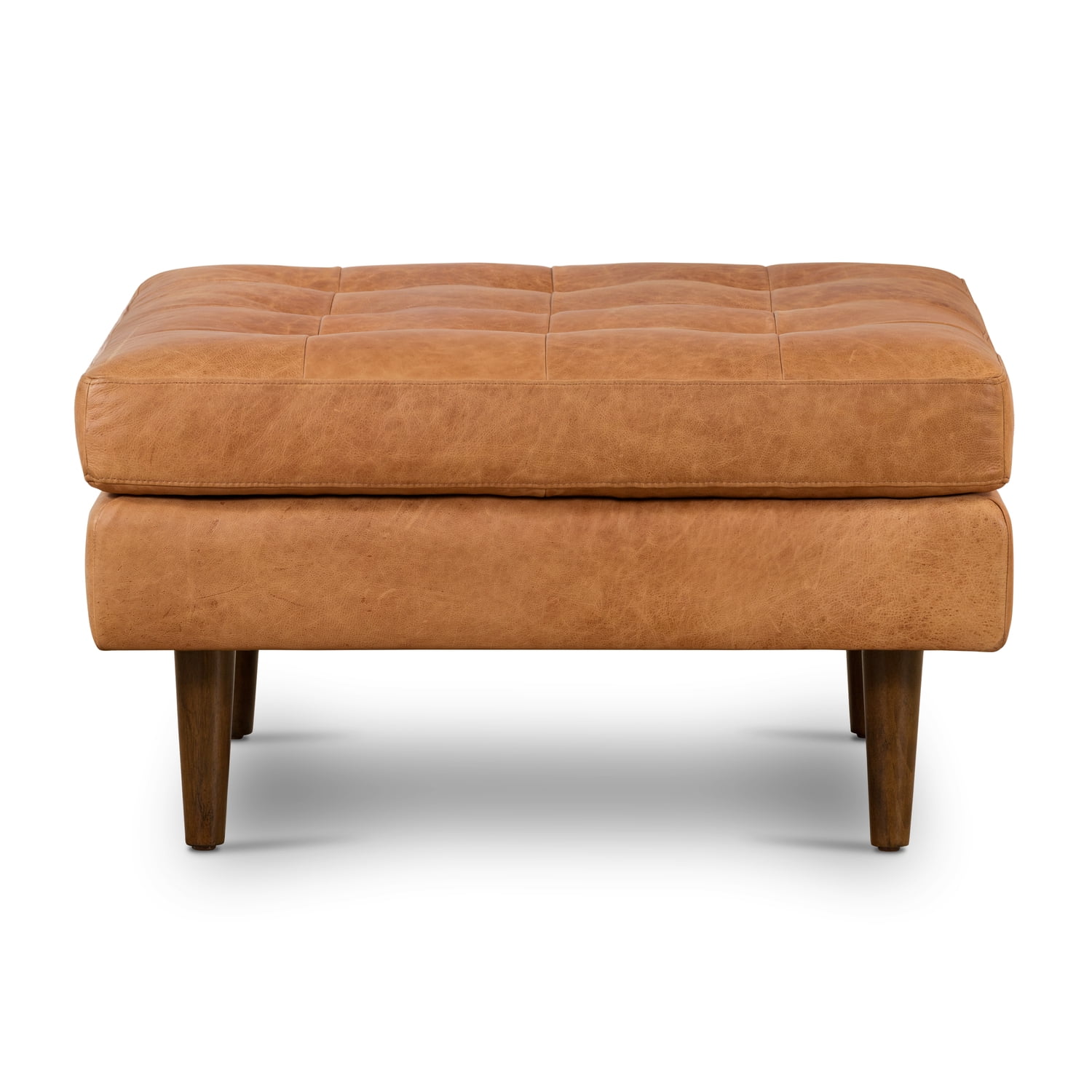 Poly and Bark Napa Ottoman in Cognac tan