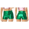 thumbnail image 2 of iiniim Women's Shiny Metallic Stretchy Booty Dance Shorts Hot Pants for Halloween Party Green M, 2 of 7