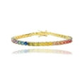 thumbnail image 2 of ADIRFINE 925 Sterling Silver Gold Plated Round Multi Colored CZ Tennis Bracelet, 2 of 5