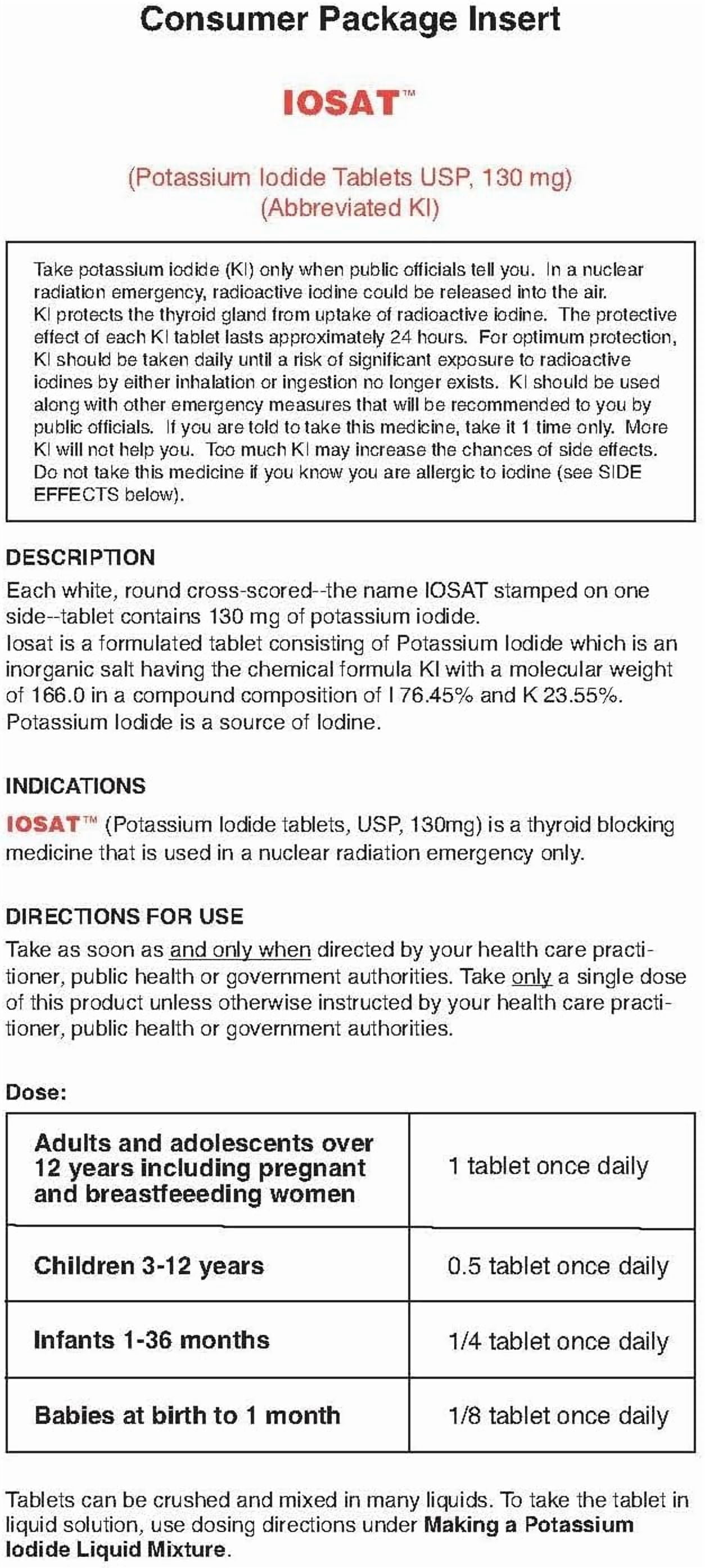 iOSAT Potassium Iodide Tablets, 130 mg – 10 Packs (14 Tablets Each) | Exp 2032 | Radiation Emergency Thyroid Protection