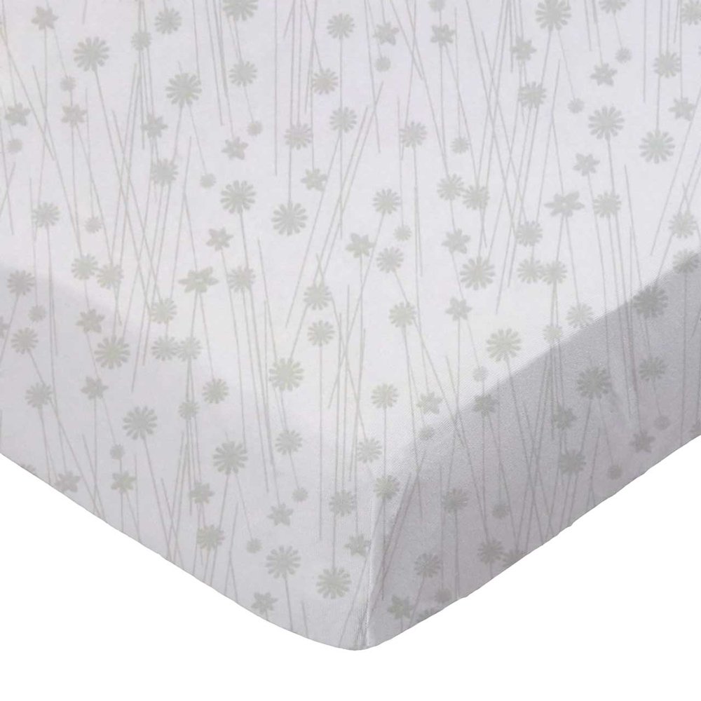 SheetWorld Fitted 100 Cotton Percale Cradle Sheet 18 x 36, Grey Floral