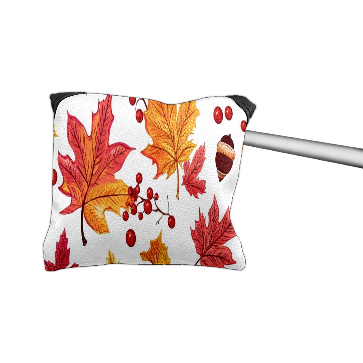 Golf Mallet Putter Cover Premium Leather Waterproof Golf Putter Head Cover with Magnetic Closure Autumn Maple Leaves