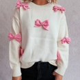 thumbnail image 2 of Teylalorva Sweater for Women Crew Neck Embellished Loose Long Sleeve Pullover With Unique Decor White Size M, 2 of 5