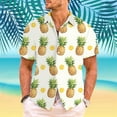 thumbnail image 2 of Rovga Shirts For Men Solid Color Summer Pineapple Printing Hawaii Short Sleeve Shirts Tops White Dailywear,Size:L, 2 of 4
