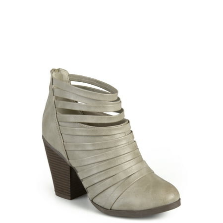 - Brinley Co. Womens Strappy Faux Leather Chunky Heel Booties