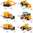 thumbnail image 2 of Ludolm 6 Pcs Mini Die Cast Car Set 1/64 Scale Alloy Construction Trucks - Dump Truck, Excavator, Forklift, Road Roller, Bulldozer, Mixer Truck - Toy Cars for Kids, Boys, Girls - Birthday Xmas Gift, 2 of 7