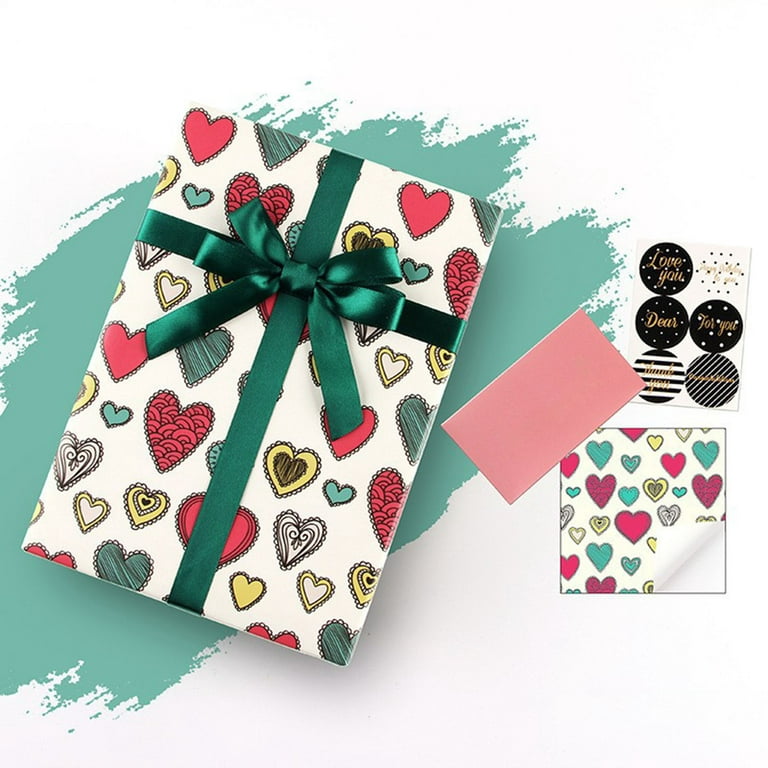 WOXINDA valentines day decor Valentine'S Day Wrapping Paper Colorful Gift  Wrapping Paper Holiday Party Gift Love Heart Paper