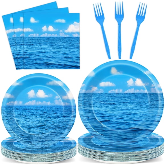 Juego de servilletas Dishware CHUNNIN Ocean Blue Sky Plates, 96 unidades